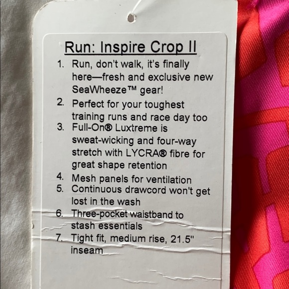 Lululemon Seawheeze Run: Inspire Crop II NWT - Picture 5 of 6